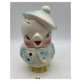 CERAMIC CHILD'S HEAD COOKIE JAR W/ BLUE HAT &