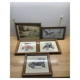FRAMED VTG CAR CROSS-STITCH ART, 1908 BUICK, 1909