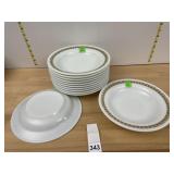 PYREX OVAL DINNER PLATES, GOLD DECORATIVE BORDER,