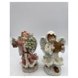 CHRISTMAS ANGEL FIGURINES W/ GLITTER, ONE W/