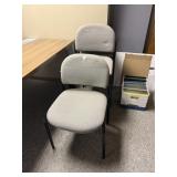 EASE - GREY FABRIC STACKING CHAIRS, BLACK METAL