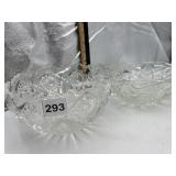 CLEAR PRESSED GLASS BOWLS, SCALLOPED RIMS,