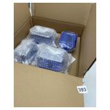 BLUE PLASTIC STORAGE CONTAINERS W/ LIDS.
