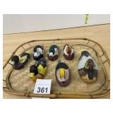 VTG HAND-PAINTED CERAMIC DUCK FIGURINES W/ BAMBOO