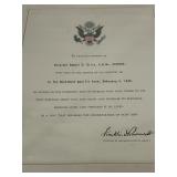 FDR PRESIDENTIAL WWII MEMORIAL DOCUMENT, SIGNED
