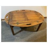 WOOD FOLDING BUTLER'S TABLE, BRASS HARDWARE,