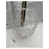 PRESSED GLASS BASKET, STARBURST PATTERN,