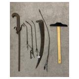 T-SQUARE, VTG SCYTHE BLADE, METAL SPRAYER WANDS,