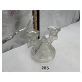 PRESSED GLASS DOUBLE CANDLESTICK HOLDER,