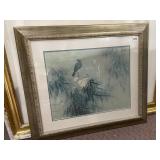 DAVID LEE FRAMED ASIAN ART PRINT, BLUE BIRD,