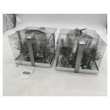 GIFT PACKAGED VOTIVE CANDLE HOLDERS W/ PINE
