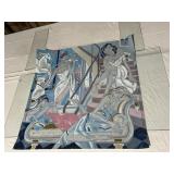 ART DECO STYLE SERIGRAPH, WOMEN W/ HORSE, LOUNGE