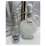 MILK GLASS BEVERAGE PITCHER W/ STOPPER, BEADED