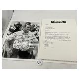 CHUCK NOLL AUTOGRAPHED PHOTO W/ STEELERS 1990