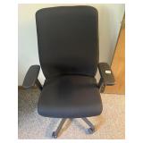 BLACK FABRIC UPHOLSTERED OFFICE CHAIR, ERGONOMIC
