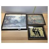 VTG FRAMED ART LOT, INCL LANDSCAPE PRINT 'THE