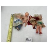 VTG HONG KONG PLASTIC BABY DOLLS, ROOTED HAIR,