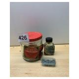 VTG J.C. HIGGINS REEL OIL BOTTLE, LINDSAY OLIVE