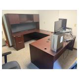 U-SHAPED OFFICE DESK W/ HUTCH, INTEGRATED FILE