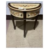 WOODEN DEMI-LUNE CONSOLE TABLE, HAND-PAINTED