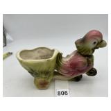 F. T. CO USA VTG CERAMIC BIRD PLANTER, PASTEL