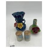 VTG OCCUPIED JAPAN CERAMIC BUD VASES W/ APPLIED