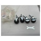THREADED STEM SWIVEL CASTERS, RUBBER WHEELS,