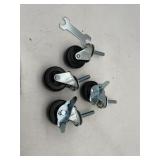 THREADED STEM SWIVEL CASTERS, RUBBER WHEELS, W/
