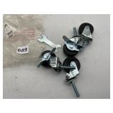 CHROME-PLATED STEM CASTERS, RUBBER WHEELS, W/