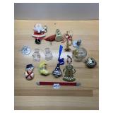 ASSORTED CHRISTMAS ORNAMENTS, GLASS SPHERES,