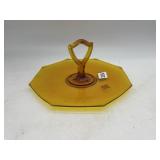 AMBER GLASS OCTAGONAL TIDBIT TRAY, CENTRAL