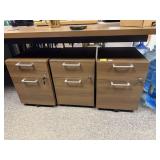 (3) GROUPE LACASSE MOBILE PEDESTAL, 2-DRAWER,