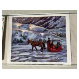 LITORIO DE SIGNORA SERIGRAPH PRINT, WINTER SLEIGH