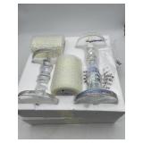 IRIDESCENT CANDLE HOLDERS W/ LED PILLAR CANDLES,