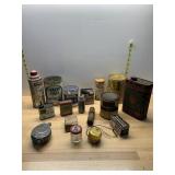 ASSORTED VTG AUTOMOTIVE TINS, PERMATEX, QUAKER