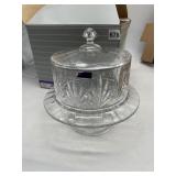 MARQUIS CRYSTAL BUTTER DISH, CUT GLASS PATTERN,