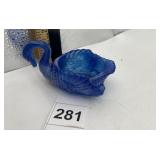 KEMPTHORNE COBALT BLUE PRESSED GLASS FISH VASE,