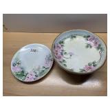 HAND-PAINTED PORCELAIN FOOTED BOWL, SILESIA