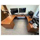 U-SHAPED OFFICE WORKSTATION, LAMINATE CHERRY