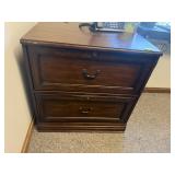 WOOD FILE CABINET, TRADITIONAL STYLE, BRASS-TONE