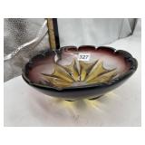 AMETHYST & AMBER ART GLASS DECORATIVE BOWL,