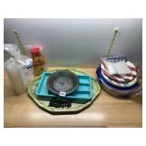 MRS. FIELDS METAL PIE PAN, FRUIT PATTERN SERVING