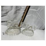 PR CLEAR GLASS FOOTED BOWLS, SCALLOPED RIM, BELL