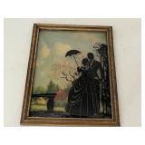 FRAMED SILHOUETTE ART, VICTORIAN COUPLE W/