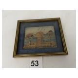CARVED CORK ASIAN LANDSCAPE ART, 3D RELIEF, GILT