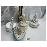 PORCELAIN MUSICAL TRINKET BOXES W/ CHERUB &