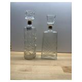 GLASS DECANTERS W/ CORKS, VINTAGE, SUNBURST &