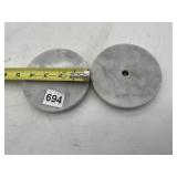 ROUND MARBLE DISPLAY BASES W/ CENTRAL HOLE.
