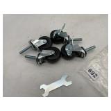 THREADED STEM SWIVEL CASTERS W/ BRAKES, WRENCH.