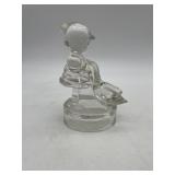 PRESSED GLASS RABBIT FIGURINE, CLEAR GLASS.